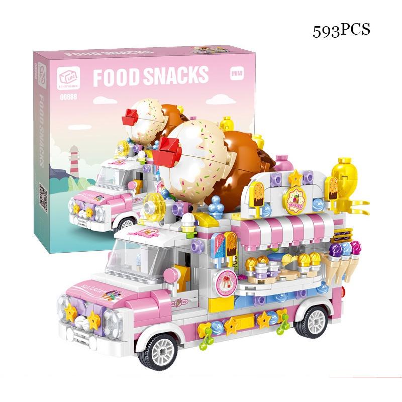 Diy Creative Mini Puzzle Building Toy Sweet Dessert Burger Car With 638 Abs Plastic Grains