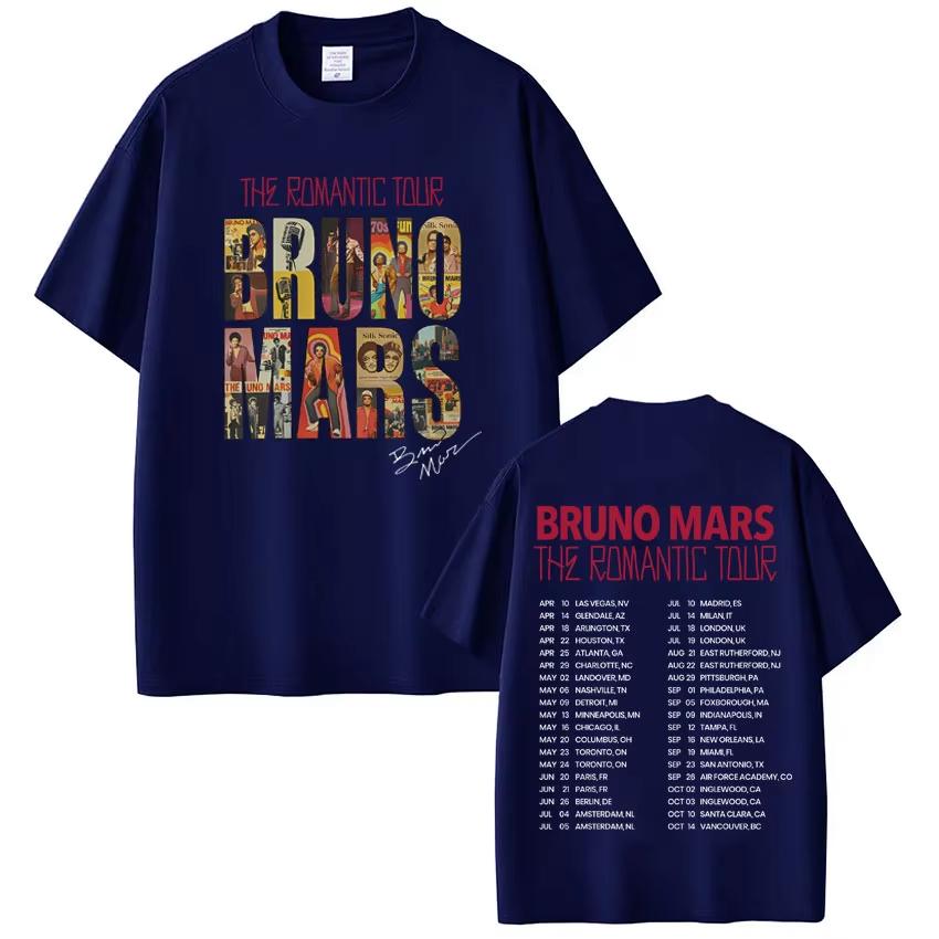 Rapper Bruno Mars The Romantic 2026 Tour Print Tshirt Man Woman Fashion Tshirt Short Sleeve Casual Gothic Punk Tshirts