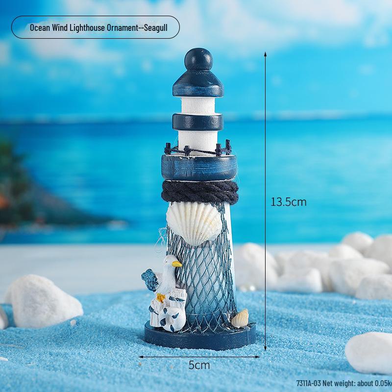 Kreatywna śródziemnomorska drewniana dekoracja latarni morskiej do nadmorskich krajobrazów i pamiątki z podróży