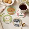 4/6pcs Round Wooden Cat Coaster Waterproof Insulation Pad Sweet Coffee Cup Mat  For Coffee Table