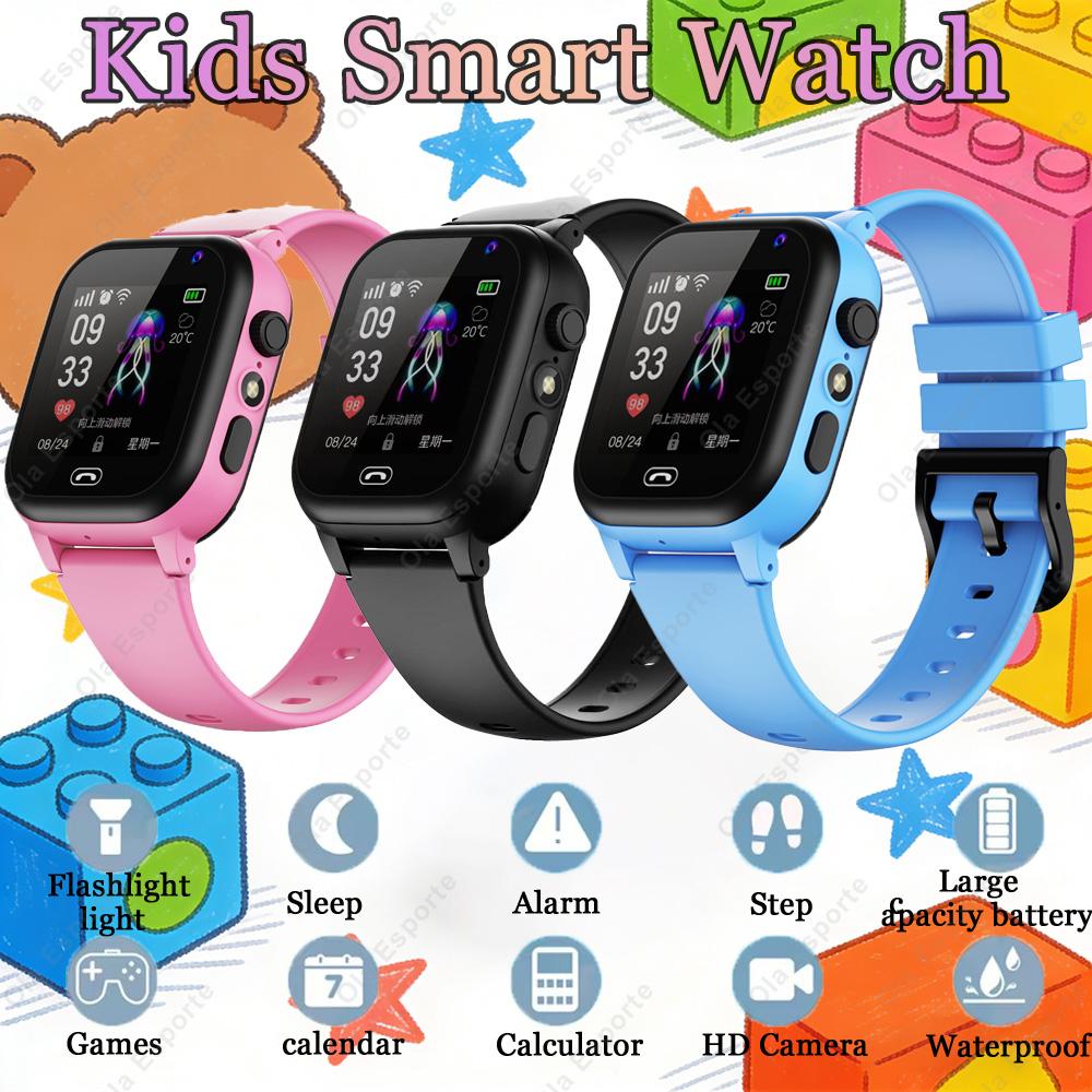 Kids Smart Watch Multifunctional Waterproof SOS GPS Camera HD Call Voice Chat Games LED Flashlight Weather Alarm Smartwatch