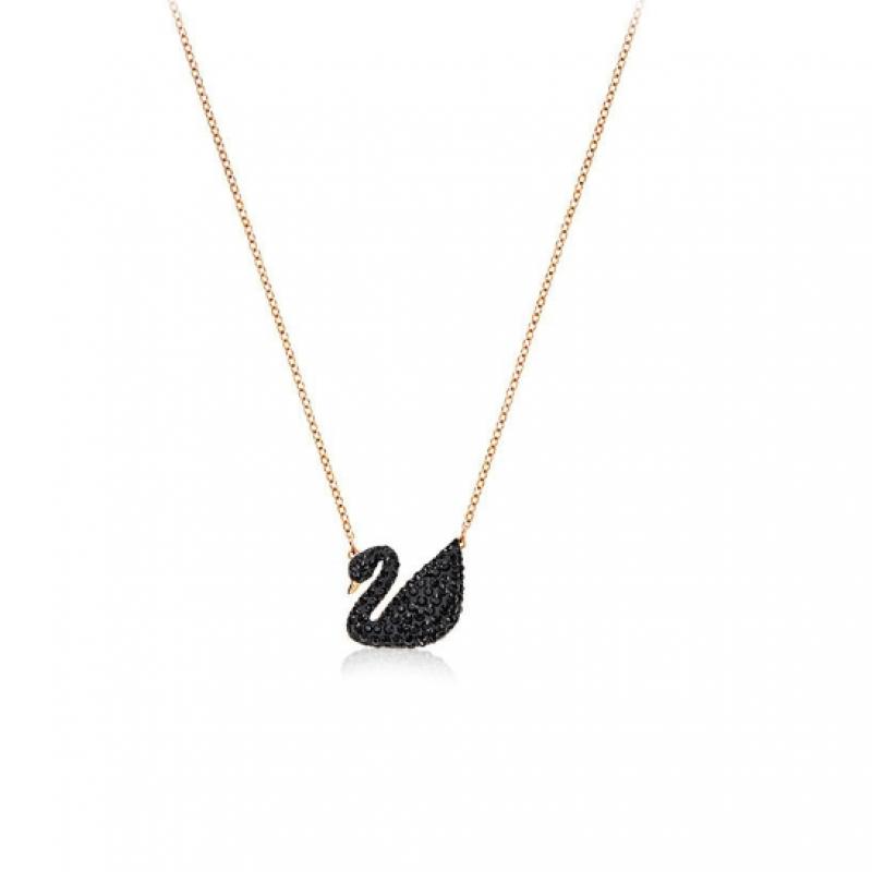Swarovski [official Product Gift Bag] Rose Gold Black Necklace