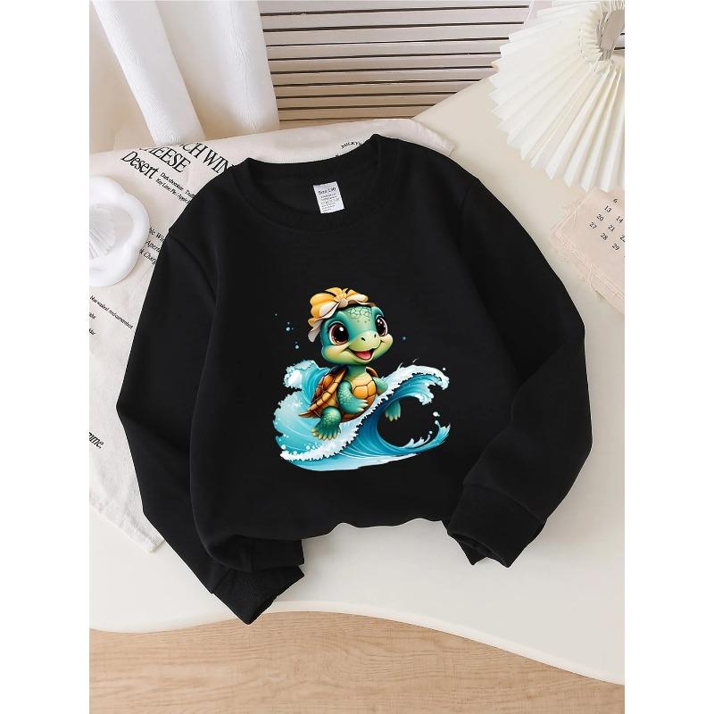 European sizes Crewneck Sweatshirt for Kids Featuring an Adorable Turtle Design, Perfect for Ocean Adventures Ideal for Both Sports And Casual Outings