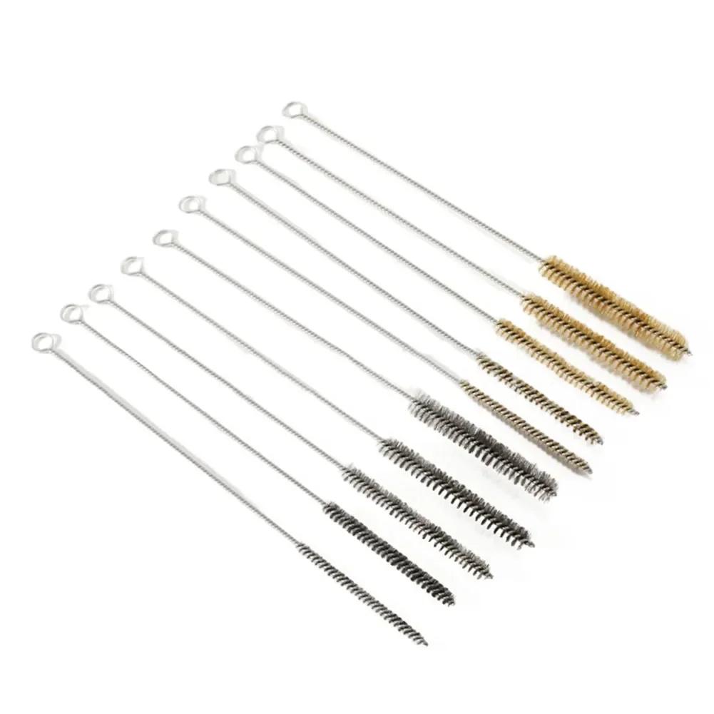 10/5Pcs Cleaning Brushes Set Stainless Steel Brass Cylinder Wire Tube Pipe Cleaning Brush Paint Spray Cleaning Tool Accessories