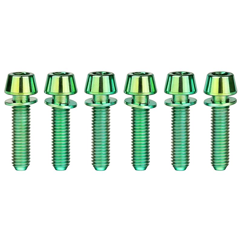 Titanium M5x20mm with Washer Allen Hex Tapered Bolts Screw for Bicycle Stem Pack of 6 (Colorful)