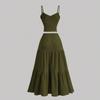 Women Solid Color Dress Set Camisole Top and A-line Long Skirt