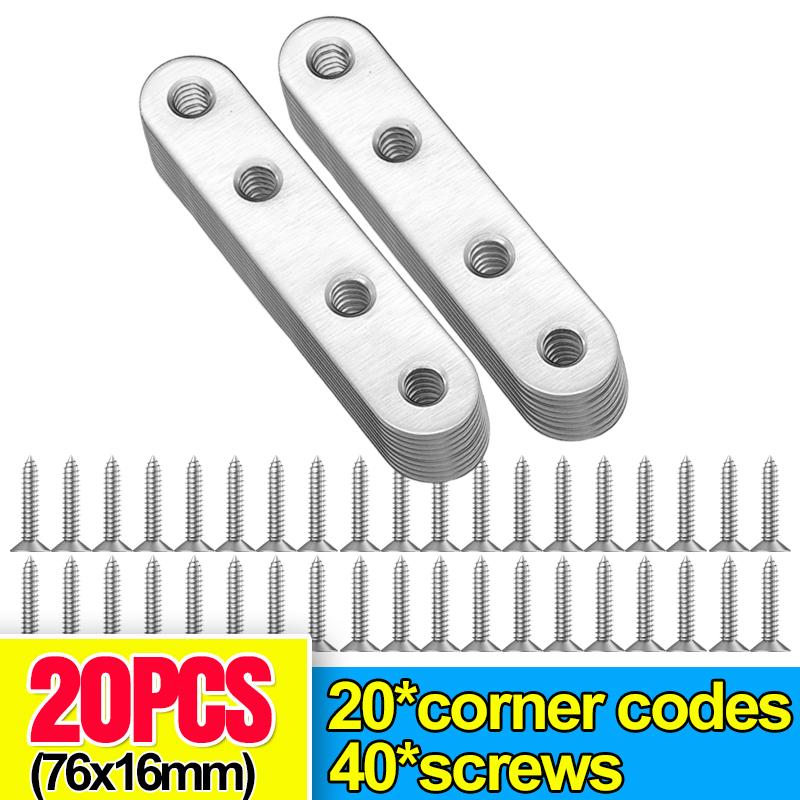 Stainless Steel Corner Bracket Metal Flat Straight Brace Fixed Connecting Plate Corner Brackets For Reapiring Furniture Cabinet