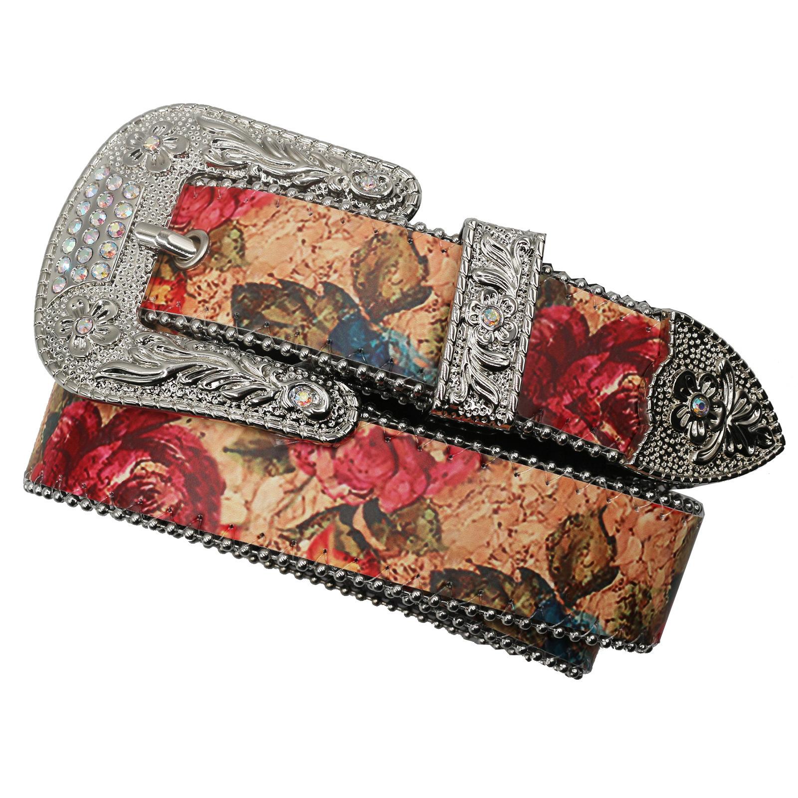 

Европейский и американский ремень с принтом в виде сафлора и стразами Y2K, аксессуары для джинсов, модный ремень из искусственной кожи 115cm красный