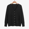 Plus Size V-Neck Cardigan Sweater for Women - Solid Color Knitted Top, Fits Up to 180 Pounds
