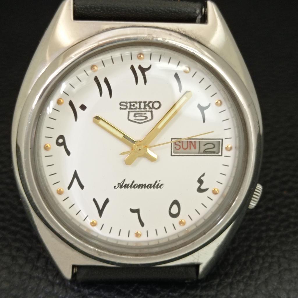 JAPAN VINTAGE SEIKO 5 AUTOMATIC MENS WHITE COLOR DIAL WATCH A706828-1