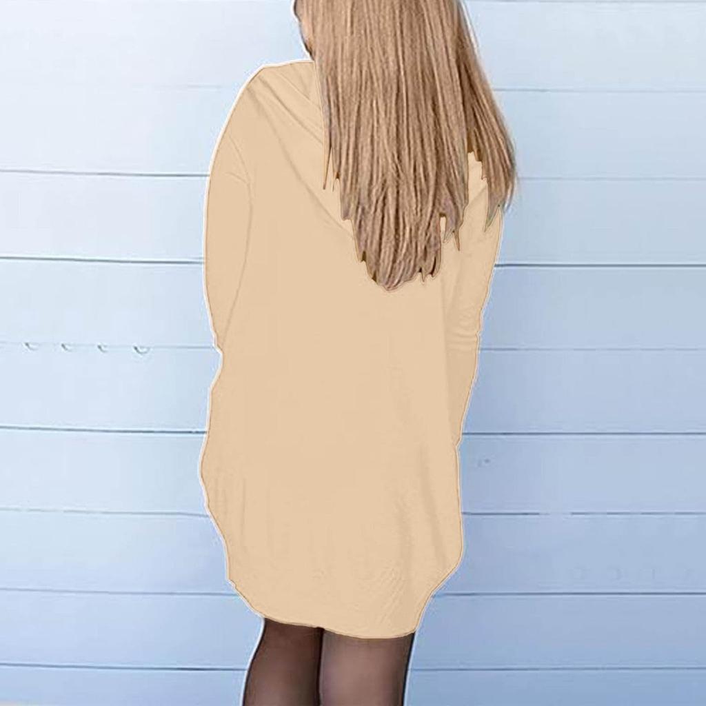 Damenmode, lässig, einfarbig, langärmelig, mit Kapuze, mittellang, Strickjacke