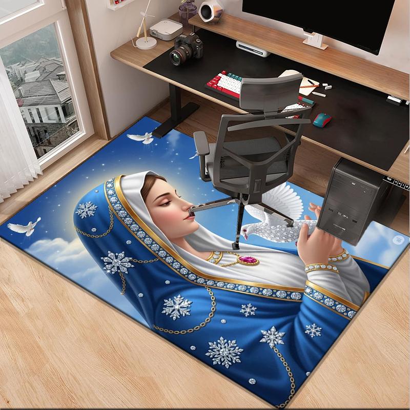 Our Lady Of Guadalupe Maria Office Rug Chair Mat, Entryway Carpet, Suitable for Front Door, Bedroom, Living Room, Desk, Holiday Gift