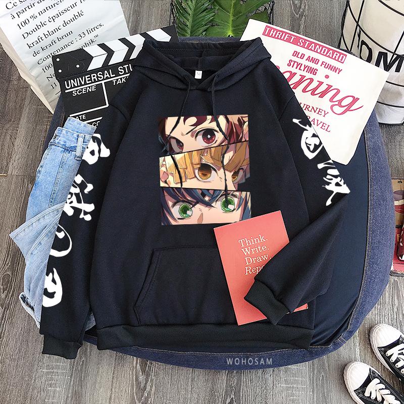 Japan Anime Demon Slayer Patchwork Hoodies Male Harajuku Cartoon Kamado Tanjirou /Agatsuma Zenitsu Fashion Streets Sweatshirts