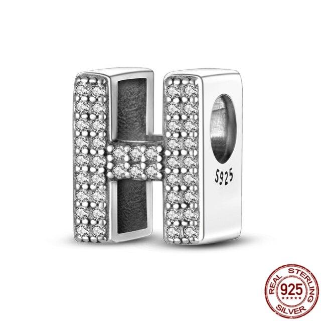 100% Real 925 Sterling Silver Letter Alphabet A-Z Charm Name Bead Fit  Bracelet Pendant Jewelry