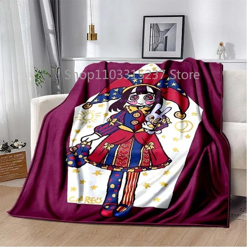 Cartoon Pomni Jax Digital Circus Magie Decken, Kinder Überwurfdecke, für Schlafzimmer Wohnzimmer Sofa Bett Auto, Kinder Geschenk, Decke