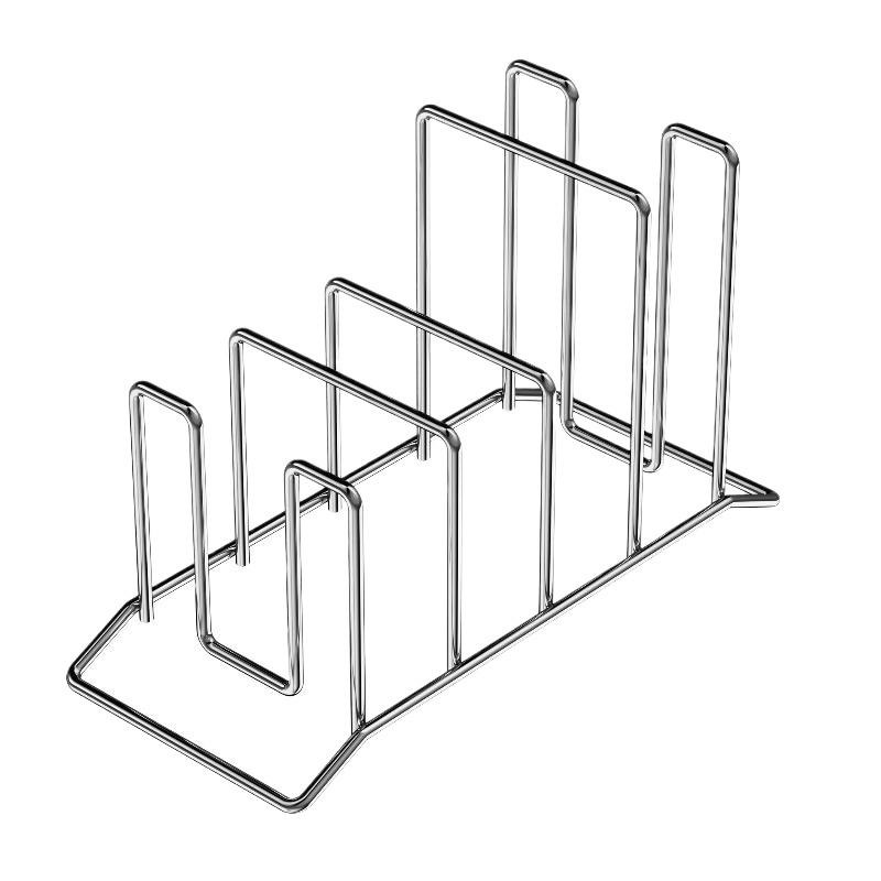Stainless Steel Pot Lid and Cutting Board Rack Space Saving 4 Slot Design Wall Mounted Kitchen Organizer for Small Kitchen Storage Use
