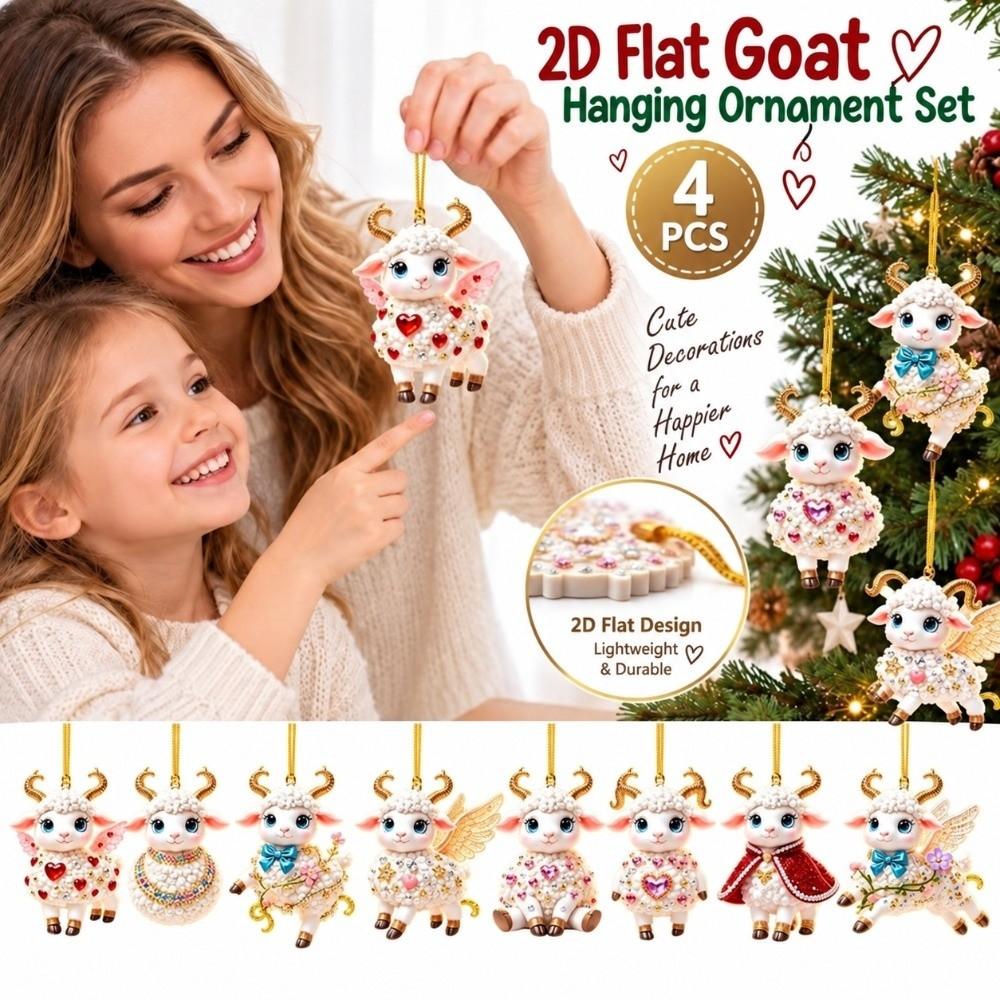 2D Flat Goat Pendant Shining Animal Hanging Decoration Zodiac Goat Souvenir  Holiday Party Decor