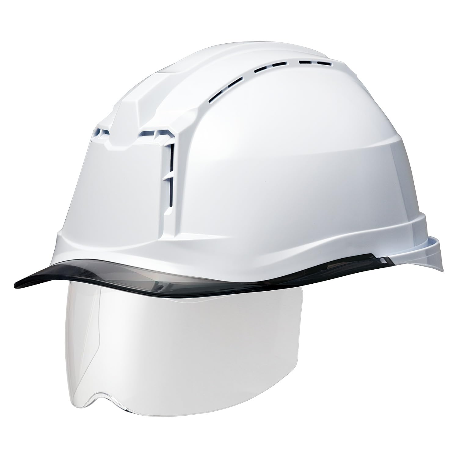 

helmet for made of with visor and ventilation SCH19PCLVS RA3 UP4 [Midori Anzen] Heat-shielding work, PC, holes, Windflow, White/Smoke