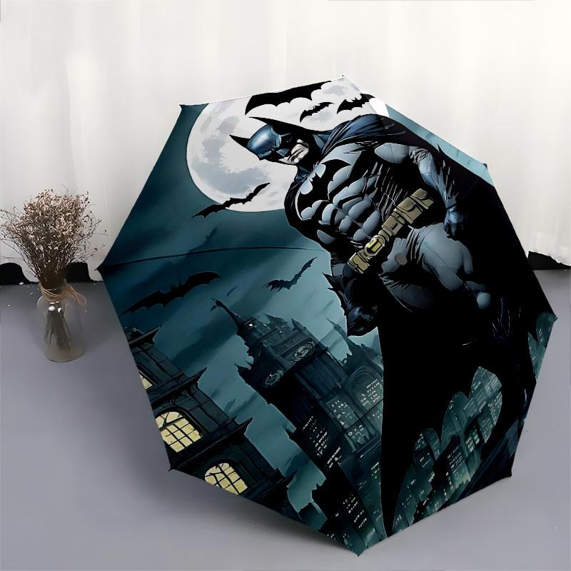 1pc Batman Full Moon Automatic Folding Umbrella - Compact 8-Rib Design, Durable Plastic & Iron1159L