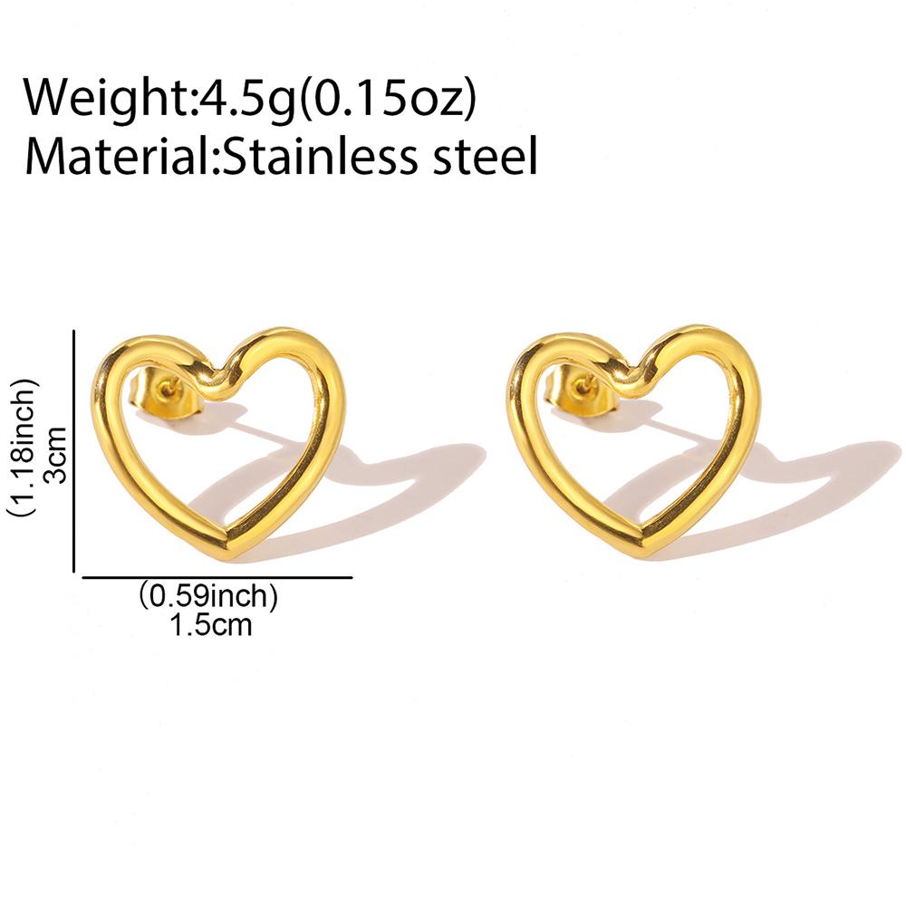Stainless Steel Earrings Simple Fashion Three Colors Available Cutout Heart Design Earrings For Women Zircon  Anniversary Gift