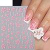 4pcs Hibiscus Flower Nail Art Sticker 3D White Pink Floral Decal Y2K Gold Silver Petal DIY Romantic Self-Adhesive Manicure Decor