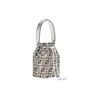 Fendi Mon Tresor FF Pattern Metallic Effect Detachable Shoulder Strap Bucket Bag Women Shoulder Bag Silver 8BS010APKVF1MZS
