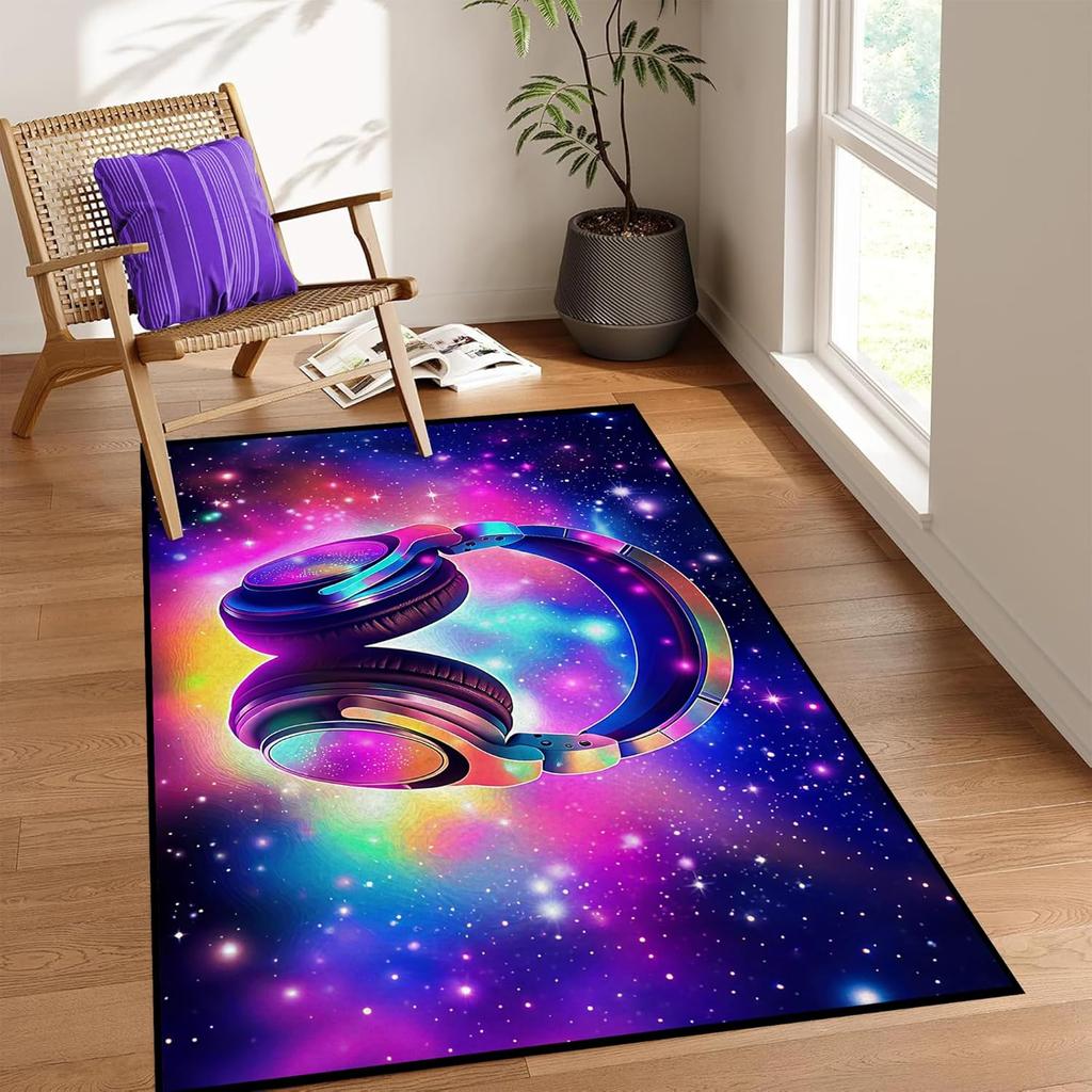 Galaxy Area Rug Outer Space Starry Sky Large Carpet for Home Living Room Bedroom Sofa DecorCarpet Dark Blue Non-slip Floor Mat