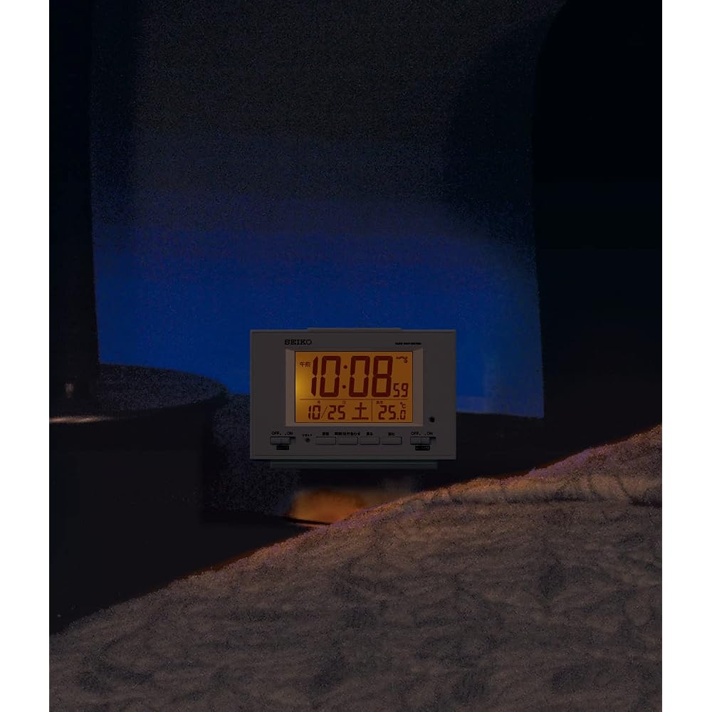 Seiko SQ778W SEIKO Clock Alarm Clock Auto Light Radio Wave Digital Calendar Temperature Display C...