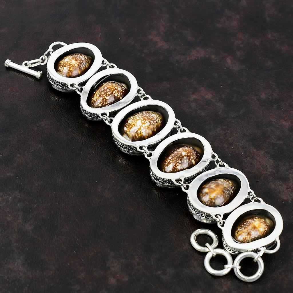 Cowrie Shell Bracelet Vintage Bracelet Gemstone Jewelry 925 Sterling Silver Bracelet Handmade Jewelry Adjustable Chain Bracelet Gift For Him