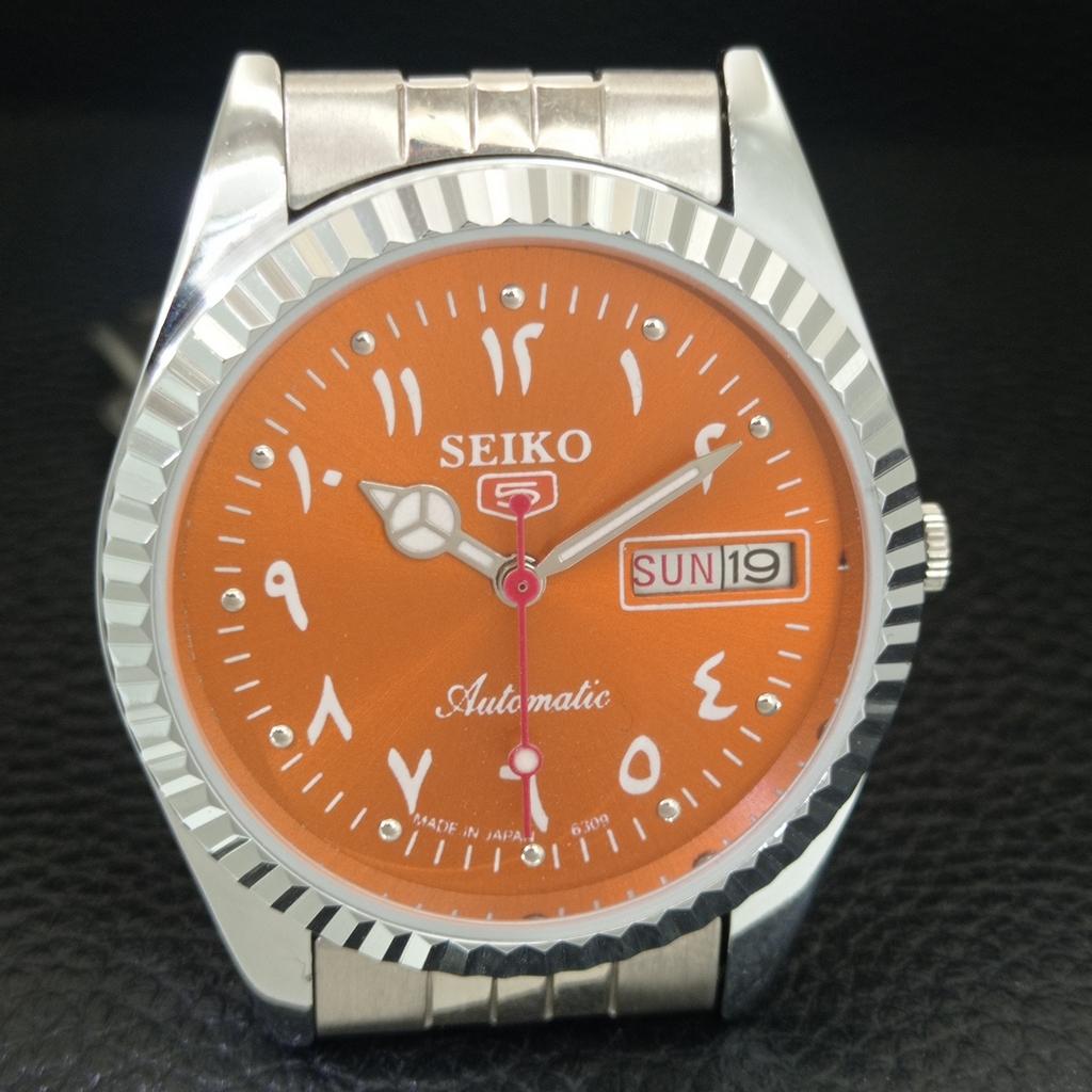AUTOMATIC VINTAGE REFURBISHED SEIKO 5 6309A JAPAN MENS ORANGE WATCH a442495-1
