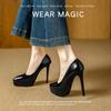 Size Large Size Waterproof Table Not Tired Feet Thin Heels Single Shoes Temperament Pointed Super High Heels High Heels Bridesmaid Banquet