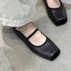 Sheepskin version~ Square head with autumn versatile casual simple design outer wear soft sole temperament ballet style shoes