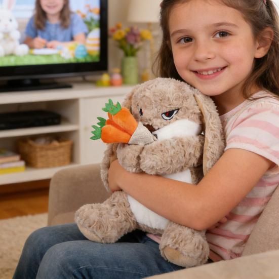 Easter Plush Bunny Toy Soft Stuffed Animal with Long Ears & Sweet Expression Safe PP Cotton Fill Cuddly Companion for Kids