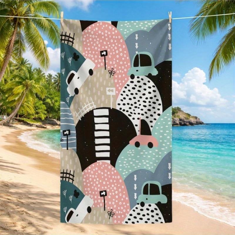 

1pc Cute Cars Pattern Beach Towel, High Absorbent, Quick Dry, Soft Lightweight, Great for Yoga, Picnics, Microfiber Bath Towel W40*H60(CM)