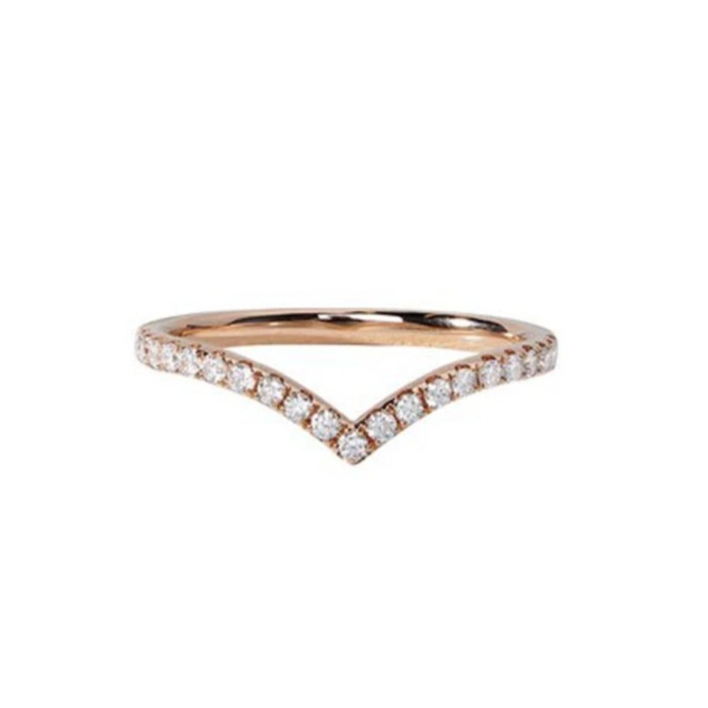 Bague V Forme Diamant Simple Rangée Acier Titane pour Femmes Bijoux Minimalistes Mode Index