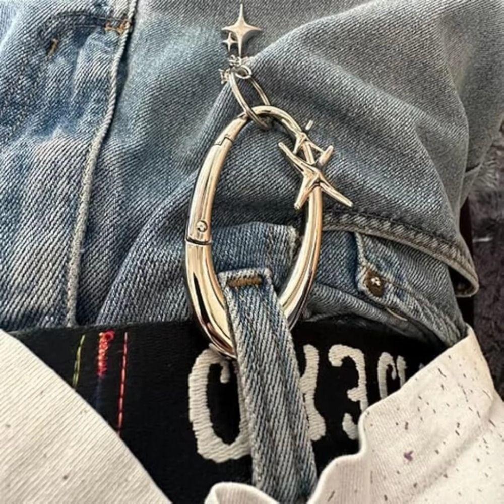 Bag Charm Punk Star Keychain Belt Buckle Star Key Ring Y2K Oval Carabiner  Backpack Decor