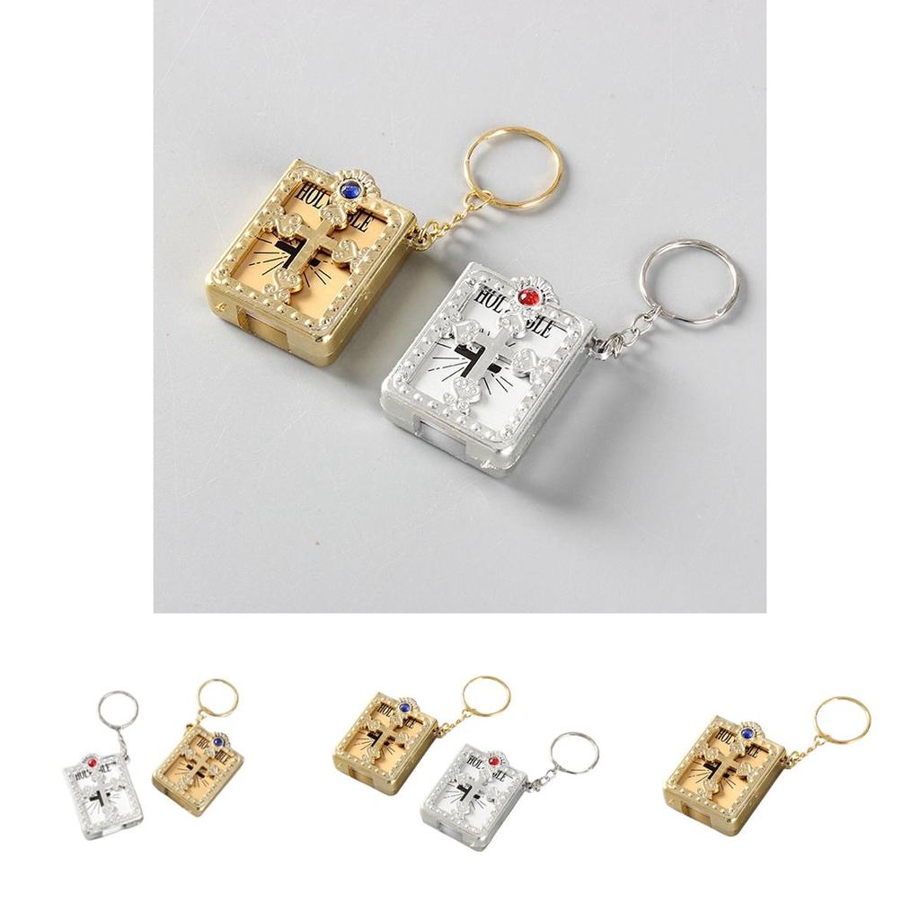 Atemberaubender Miniatur-Bibel-Schlüsselanhänger in Gold und Silber erhältlich