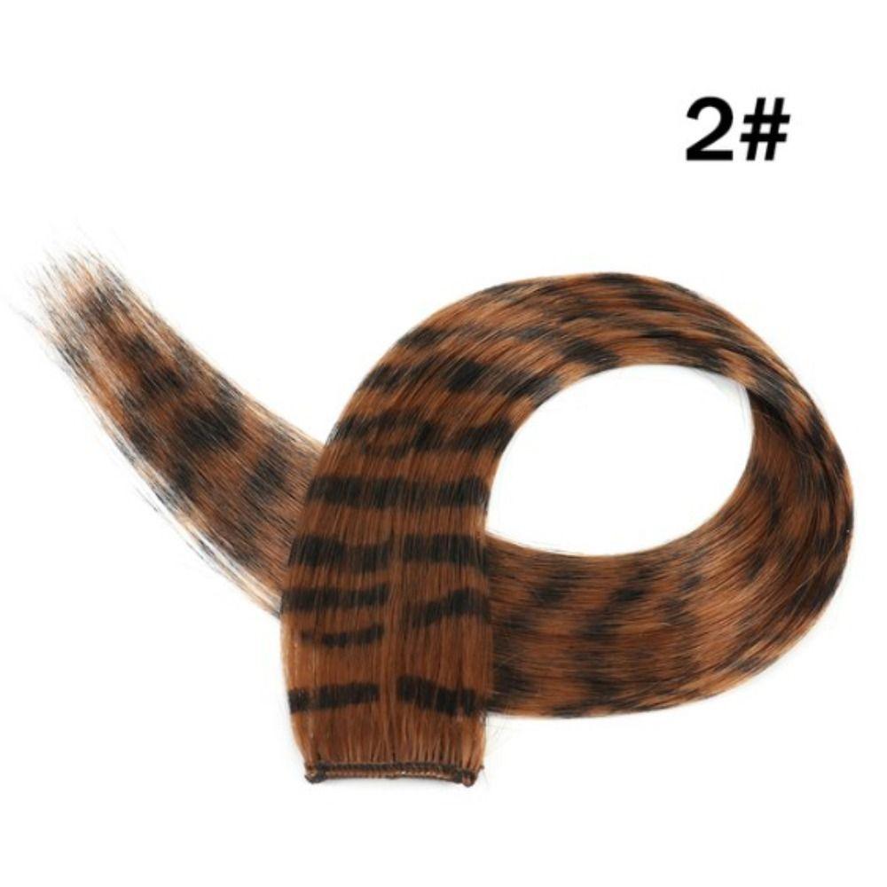 Colorful Girls Heat Resistant Fiber Feather Hair Extension Piece Leopard Print Wig Hair Accessories