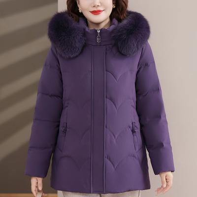 Real Fur Collar Middle Age Women's Winter Down Jackets Hooded Plus Size Thick Down Coats Woman Outerwears