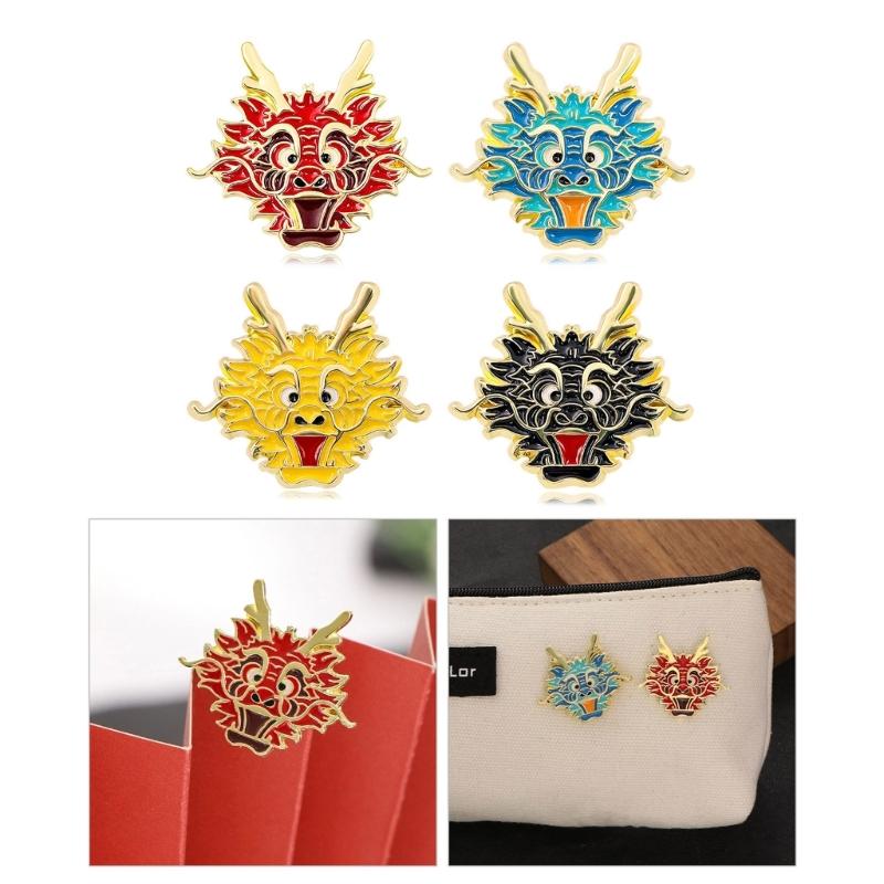 Chinese Zodiacs Shape Brooch Dragon Totem Lapel Pins Jewelry for Women Animal Themed Breastpin Stylish Accessory