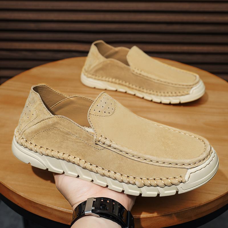 Italian Flat Designer Minimalist Shoes for Men's Fashion Slip on Soft Bottom Walking Loafers Classic Suede Leather Casual Shoes