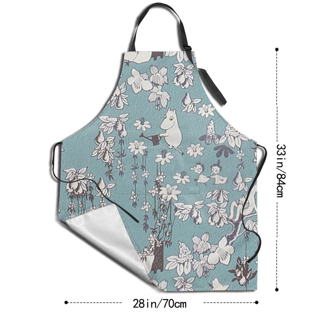 Moomin Simple and Cafe with Oxford and Kitchen Childcare Work Easy to Move Around 70cm x 84cm Apron, H-Shaped Apron, Stylish, Apron, Wrinkle-Resistant