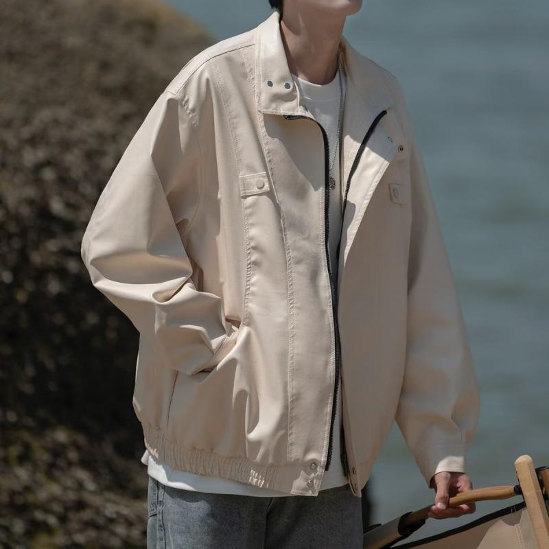 Men's Autumn American Fashion Loose Fit PU Leather Pilot Jacket