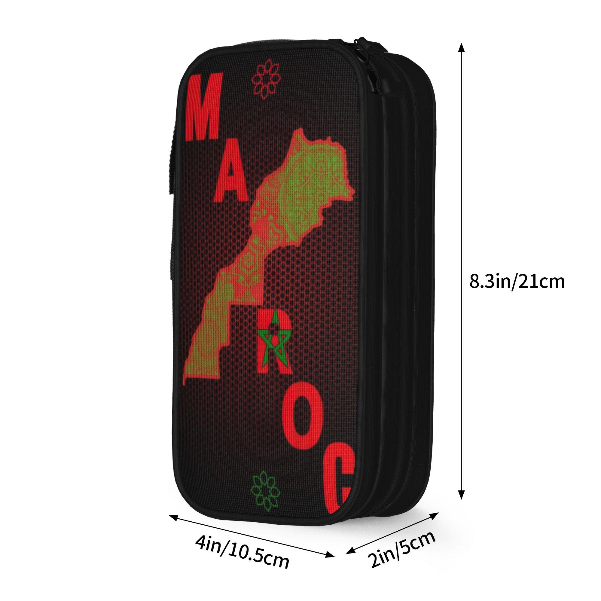 Grote pennenetui Marokko Maroc vlag Marokkaanse Kantooraccessoires Dubbellaagse etui Vrouwen Make-uptas Verrassingscadeau (as the picture,M)