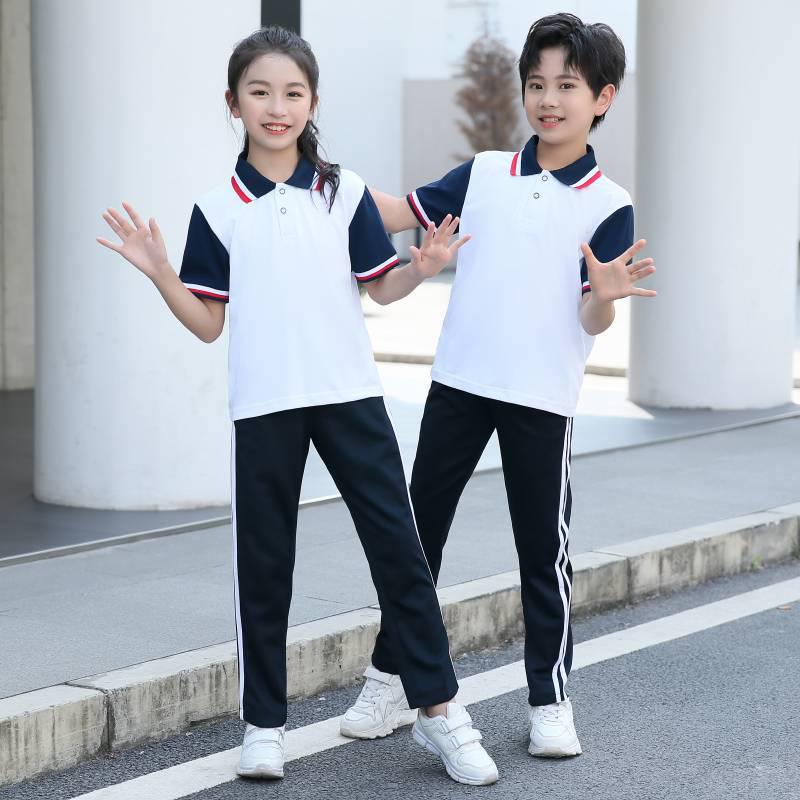 Summer Short Sleeve Student Uniform Set: High School Sportswear with Logo, Men's and Women's Two-Piece