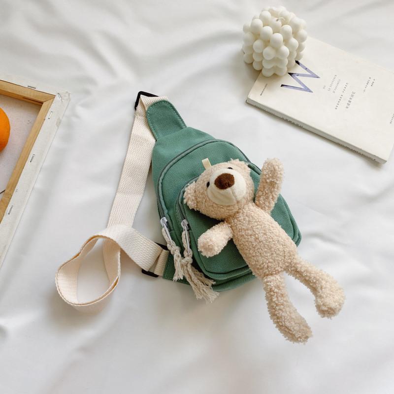 

Adorable Korean Style Children s Canvas Shoulder Bag Cute Bear Design For Summer Fun
