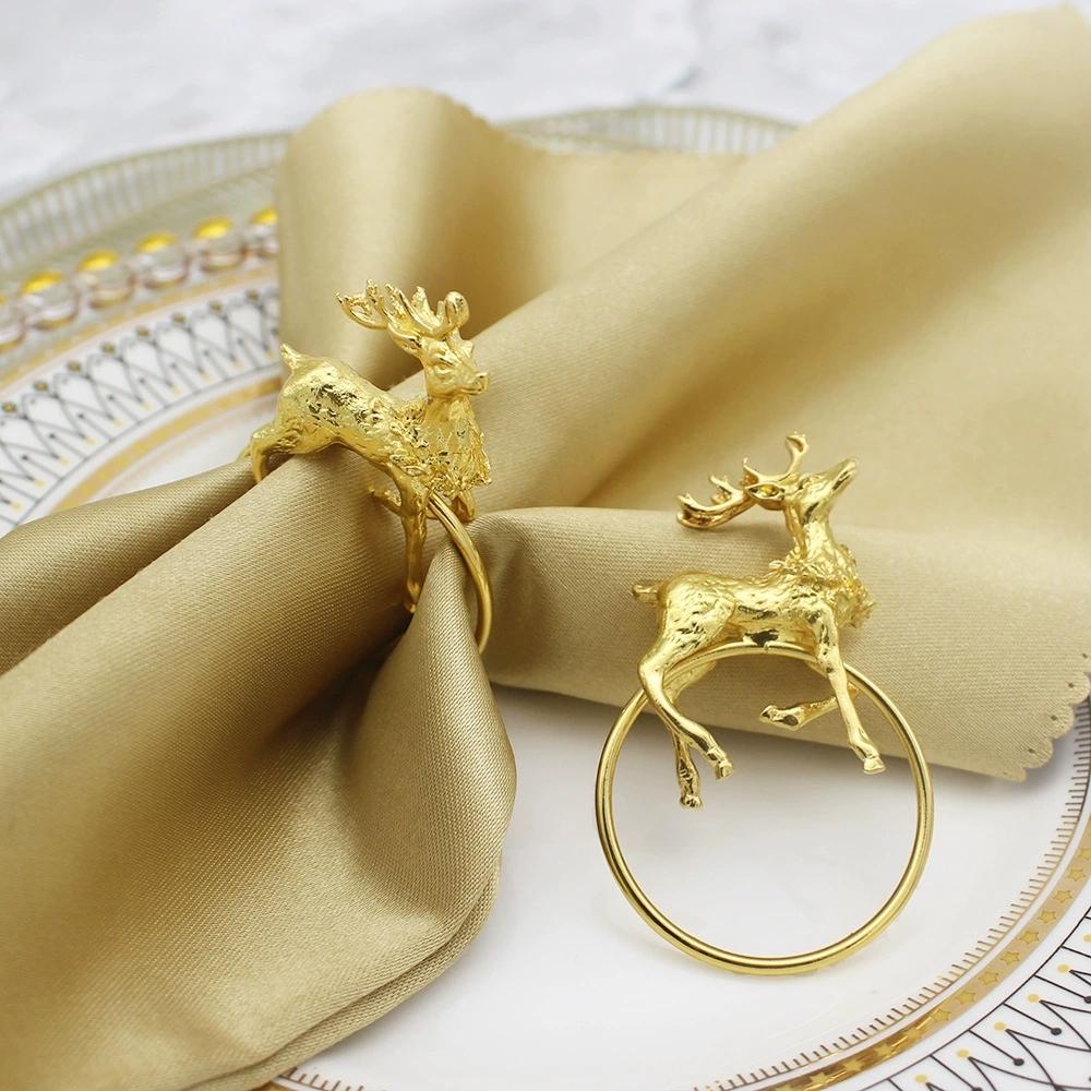 10PCS Christmas Reindeer Table Napkin Rings Metal Napkin Holder,for Christmas Home Decoration New Year's Eve Decorations