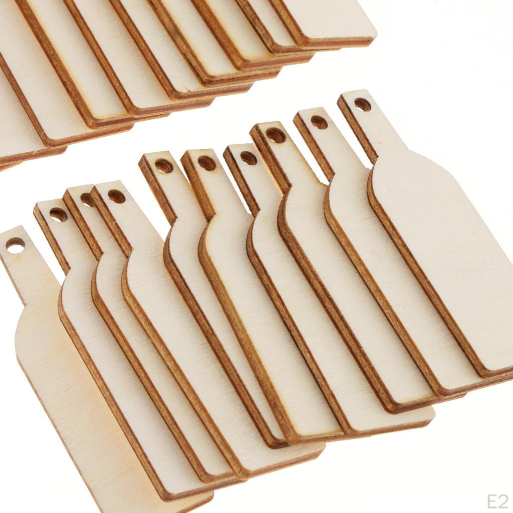 Pieces of 50 Unpainted Bottle Wooden Present Gift Tags Labels Plaque