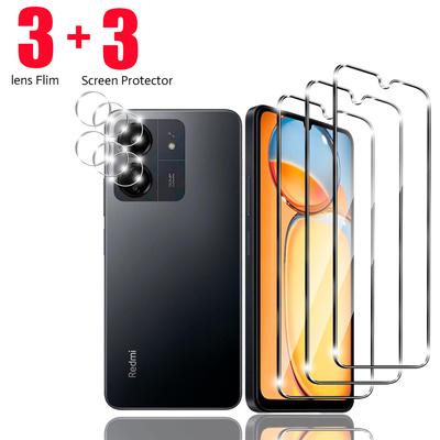 6 PCS = 3 + 3 HD-Displayschutz aus gehärtetem Glas für XiaoMi RedMi Note 13 4G 5G 13C Pro 14C A3 Globale Version Objektivkamera-Flim-Abdeckung