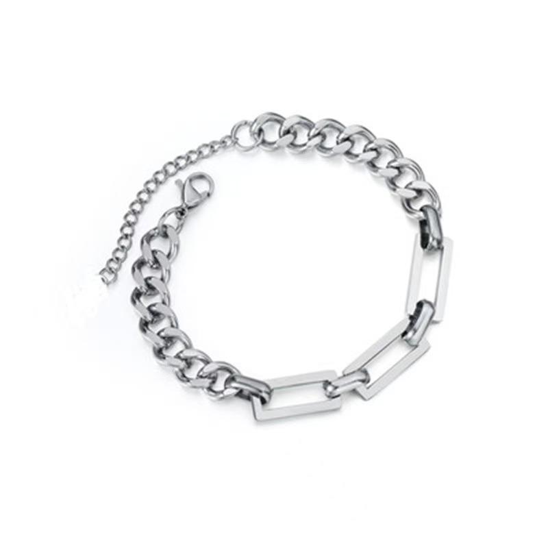 

Hip-hop Cuban double-layer titanium steel splicing non-fading bracelet ins trendy niche design men s cold style jewelry women